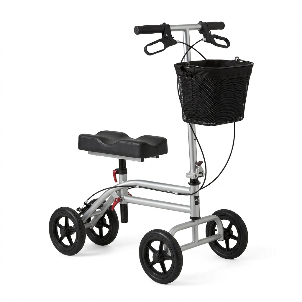 Drive Medical Steerable Orthopedic Knee Walker Scooter with Basket